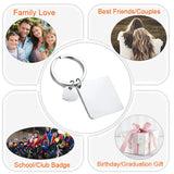 Personalized Square Tag Key Chain with Heart Charm