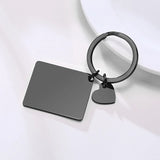 Personalized Square Tag Key Chain with Heart Charm