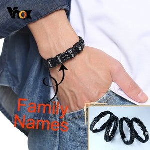 Personalized Leather Wristband Family Bracelet Beads Gift
