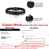 12mm Steel ID Bangle Leather Bracelet, Personalized Gift