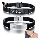 12mm Steel ID Bangle Leather Bracelet, Personalized Gift