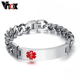 Medical Alert Bracelet Stainless Steel Personalized Emergency Jewelry
