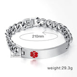 Medical Alert Bracelet Stainless Steel Personalized Emergency Jewelry