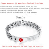 Medical Alert Bracelet Stainless Steel Personalized Emergency Jewelry