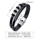 Leather Bracelet with Beads, Personalized Logo Name, Gift for Him