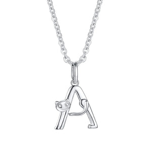 Cat Necklaces Initial Letter Pendant Collar