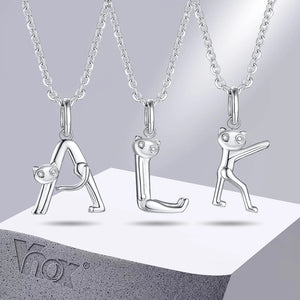 Cat Necklaces Initial Letter Pendant Collar