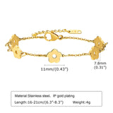 Flower Charms Bracelet for Women Girls, Adjustable Stainless Steel Wristband