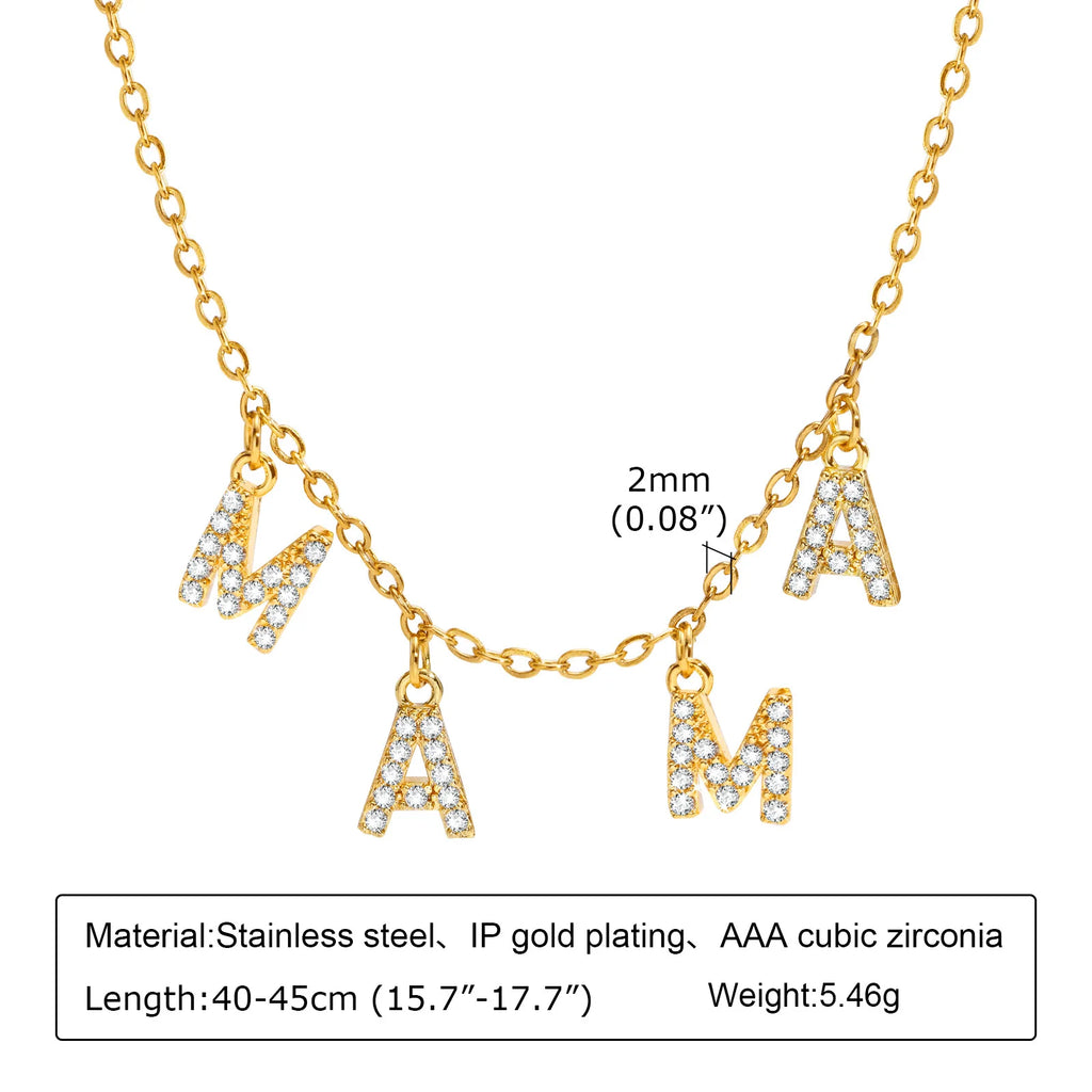 Dainty Bling MAMA Necklaces for Women, Gold Collar Jewelry