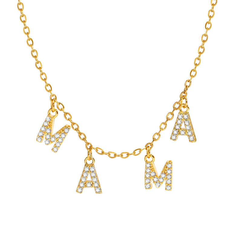 Dainty Bling MAMA Necklaces for Women, Gold Collar Jewelry