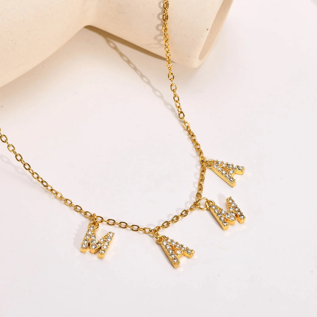 Dainty Bling MAMA Necklaces for Women, Gold Collar Jewelry