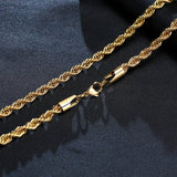 Dainty Rope Chain Necklace, Stainless Steel Link, 2/3/4/5mm