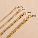 Dainty Rope Chain Necklace, Stainless Steel Link, 2/3/4/5mm