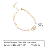 Delicate Flower Charm Bracelet, Stainless Steel Double Chain Wristband