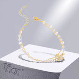 Delicate Flower Charm Bracelet, Stainless Steel Double Chain Wristband