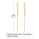 Japan Long Tassel Chain Earrings, Stainless Steel Ear Line Threader Da