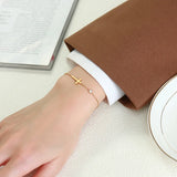 Sideways Cross Charm Bracelet for Women, Stainless Steel Wristband Jewelry