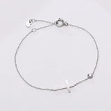 Sideways Cross Charm Bracelet for Women, Stainless Steel Wristband Jewelry