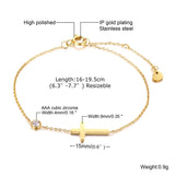 Sideways Cross Charm Bracelet for Women, Stainless Steel Wristband Jewelry