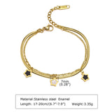 Women's Double Chains Bracelets with Stars Charm, Stainless Steel Links Gift
