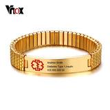 Engraved Medical Alert ID Bracelet Stainless Steel Personalize Jewelry