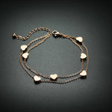 Heart Love Charm Bracelets for Women Double Chain Rose