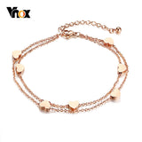 Heart Love Charm Bracelets for Women Double Chain Rose