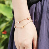 Heart Love Charm Bracelets for Women Double Chain Rose