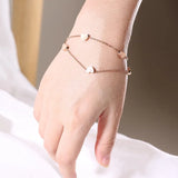 Heart Love Charm Bracelets for Women Double Chain Rose