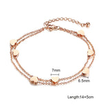 Heart Love Charm Bracelets for Women Double Chain Rose