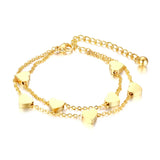 Heart Love Charm Bracelets for Women Double Chain Rose