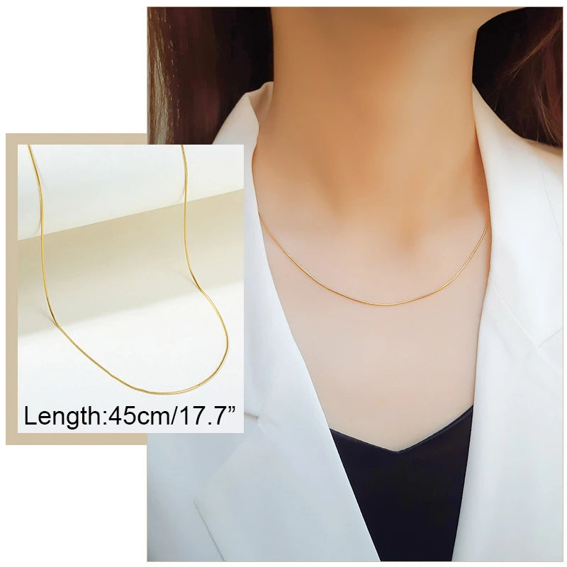 Square Charms Chokers Stainless Steel Chain Necklace Geometric Minimalist