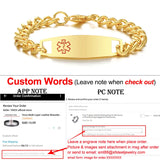 Medical Condition Men Bracelet Anti Allergy Stainless Steel Type 2 Diabetes COPD