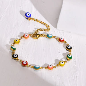 Evil Eyes Charm Bracelet, Stainless Steel Chain, Almut Neck Collar