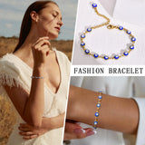 Evil Eyes Charm Bracelet, Stainless Steel Chain, Almut Neck Collar