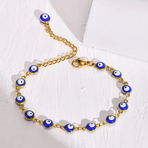 Evil Eyes Charm Bracelet, Stainless Steel Chain, Almut Neck Collar