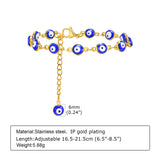 Evil Eyes Charm Bracelet, Stainless Steel Chain, Almut Neck Collar