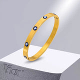 Evil Eye Cuff Bracelet, Metal Bangle, Round Lady Bangle