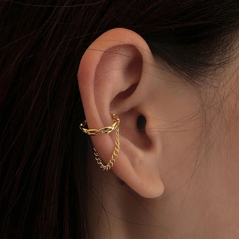Chain Clip Earring for Women, Vintage Street Ear Accessory