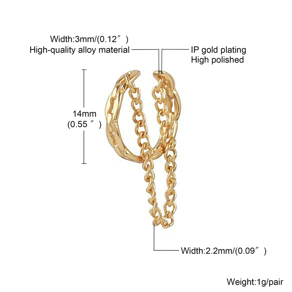 Chain Clip Earring for Women, Vintage Street Ear Accessory