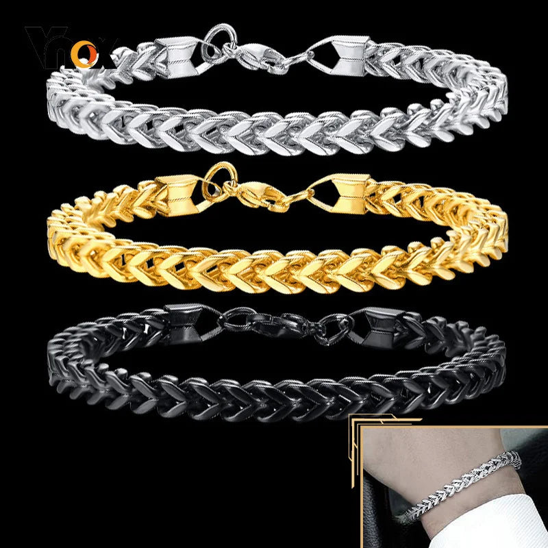 Men's Foxtail Chain Bracelet, Vintage Franco Wristband