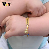 Custom Name Birth Date Baby Bracelet, Stainless Steel Boys Girls Gift