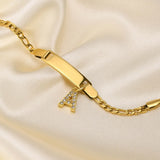 Baby Name Bracelet Stainless Steel CZ Initial A-Z