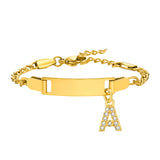 Baby Name Bracelet Stainless Steel CZ Initial A-Z