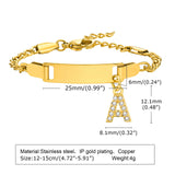 Baby Name Bracelet Stainless Steel CZ Initial A-Z