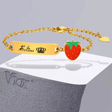Strawberry Bracelets for Girls Women, Stainless Steel Birthday Gift