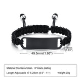 Mens Stainless Steel and Nylon Chain Bracelet, 15mm Bangle, Gift