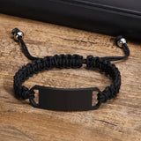 Mens Stainless Steel and Nylon Chain Bracelet, 15mm Bangle, Gift