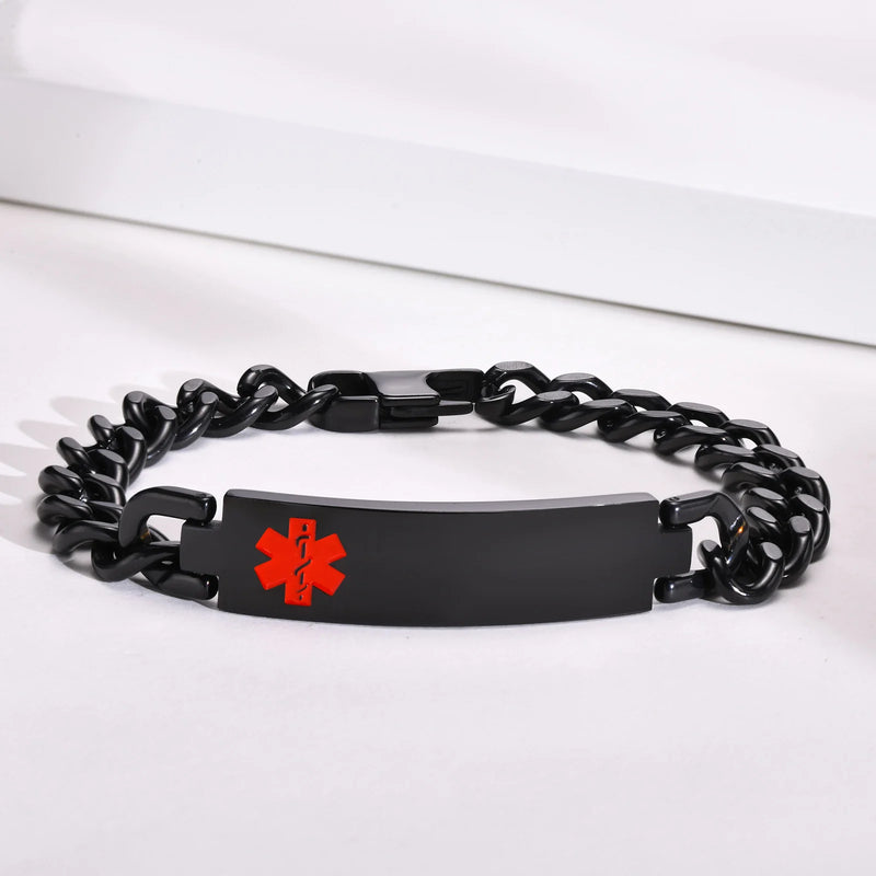Medical Alert ID Bracelet, Stainless Steel Emergency Jewelry