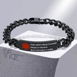 Medical Alert ID Bracelet, Stainless Steel Emergency Jewelry